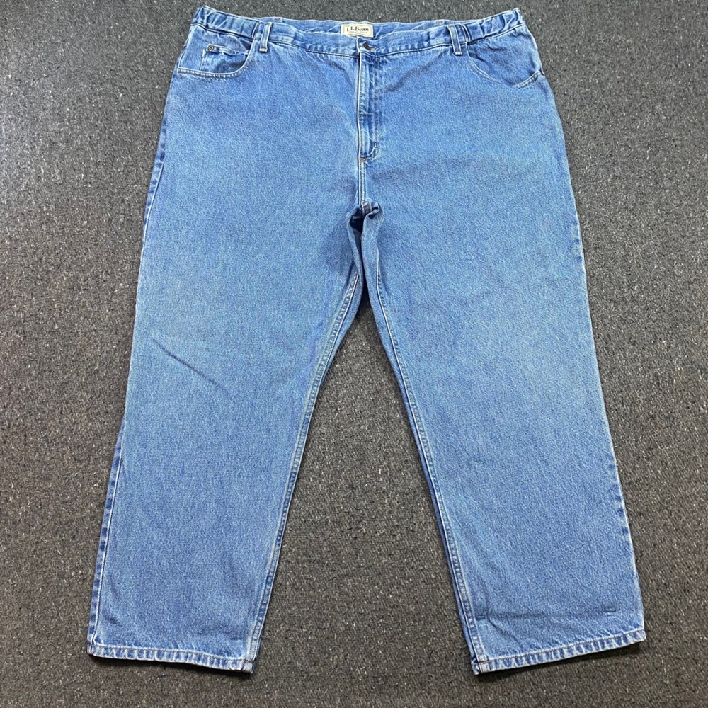 LL Bean Comfort Waist Jeans Sz 46 Mens Blue Gorpcore Relaxed Straight Leg Denim